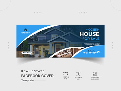 Real estate home facebook cover banner template design