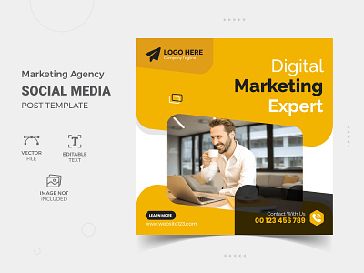 Digital marketing agency social media post template colorful