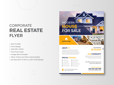 Corporate home for sale real estate flyer template colorful