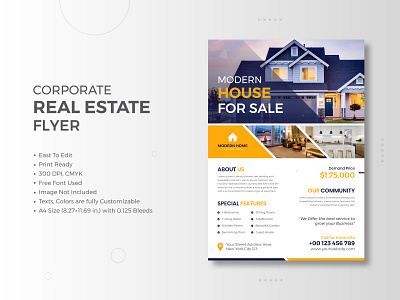 Corporate home for sale real estate flyer template