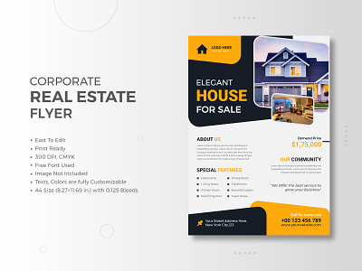 Corporate home for sale real estate flyer template architecture flyer branding realtor flyer