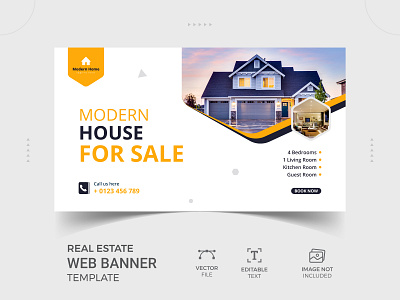 Real estate home sale web banner vector template design design