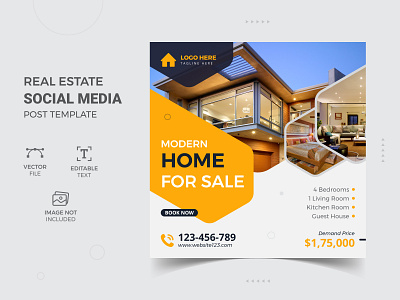 Corporate real estate social media post design template flyer design