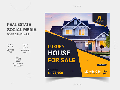 Corporate real estate social media post design template flyer design