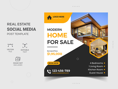 Corporate real estate social media post design template flyer design