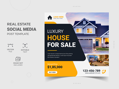 Corporate real estate social media post design template flyer design