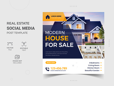 Corporate real estate social media post design template flyer design