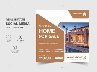 Corporate real estate social media post design template flyer design