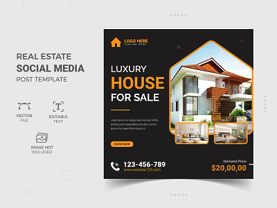 Corporate real estate social media post design template flyer design