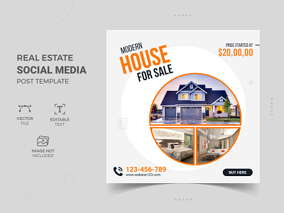 Real estate post design social media promotion template flyer design