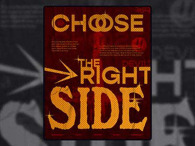 Digital Poster Design Inspiration ~ Choose the right side 2022 artboard choose the right side design inspiration devil digital poster figma graphic design home decoration illustration interior plakat poster poster design satan side typeface typography typography poster wall art