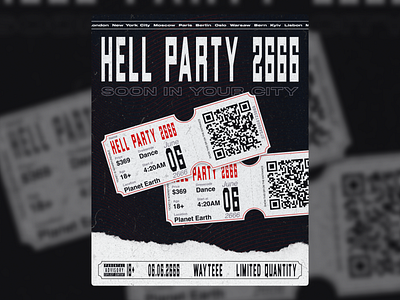 Graphic Design Poster ~ Hell Party 2666 2022 design digital digital poster design figma graphic design hell idea illustration party plakat poster poster design poster inspiration printable retro retro poster tickets vintage vintage poster