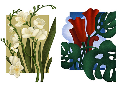 Bouquet art artwork color flat flowers illustration procreate