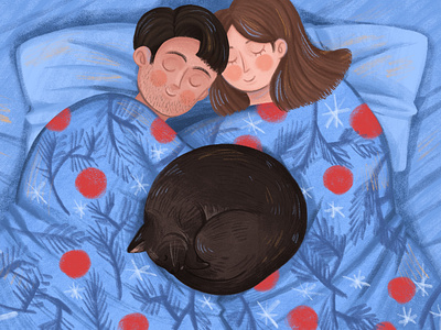 Good night art artwork cat cute dream illustration procreate sleep