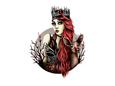 Fashion Girl 3 animal crown deer fashion graphics red hair sexy sexy girl twigs woman