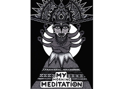 My morning meditation black and white crown ethnics graphics lotus pose mask meditation mountain tribe yoga