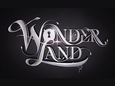 Logo for illustration and design studio "WONDERLAND" design design art fabulousness keyhole lettering logo logoart logodesign streaks of paint wonderland