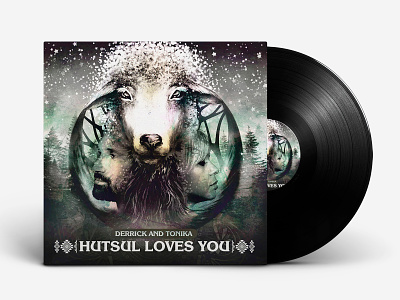 illustration on the cover - "Hutsul loves you" carpathians cover cover art cover artwork cover design cover illustration design design art dnb drum and bass illustration art man and woman mountains music cover sheep snow trees snowflakes trees