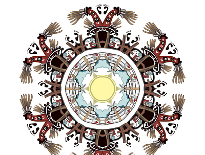 Mandala aztecs circle illustration mandala skull