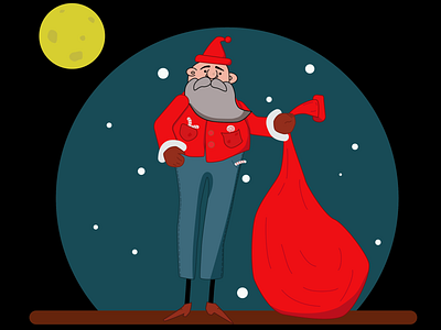 Hip-Santa character christmas creature darkness design gift hipster illustration moon people santa santaclaus