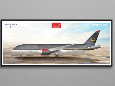 B-787 | Royal Jordanian Airlines | JY-BAB 787 airport amman aviation avilove avilove.art boeing dreamliner illustration jordan jy bab mohdnourshahen rj