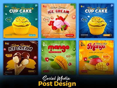 Food social media post design ads banner banner design branding colorfull background creative design food food social media graphic design ice cream mango mango social media post post design psd psd design social media design