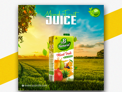 Juice manipulation Social Media Design ads branding colorfull background creative design facebook post food graphic design illustration juice mango manipulation post design social media design