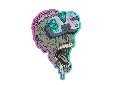Zombie Cyberpunk Style Holographic Sticker