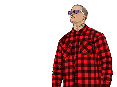 Hello Dribbble! adobe illustrator artwork buffalo check flannel glasses illustration portrait vector