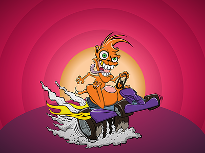 Mongoose on kart artwork cartoon character crazy illustration kart karting looney toons mongoose race racing vector
