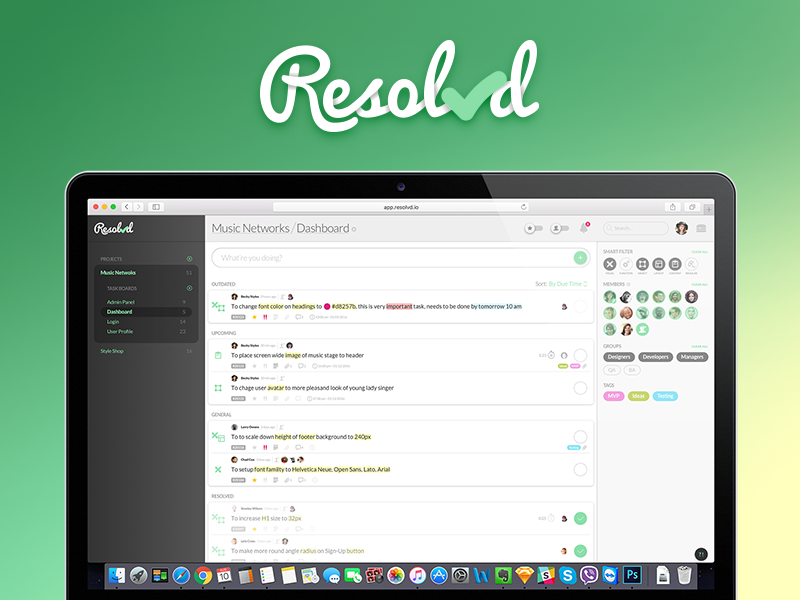 Resolvd Product Screenshot development design program software web task manager startup resolvd product developer designer app