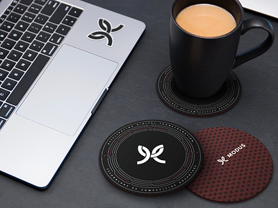 Modus Coaster black white black and red coaster coffee logo modus swag