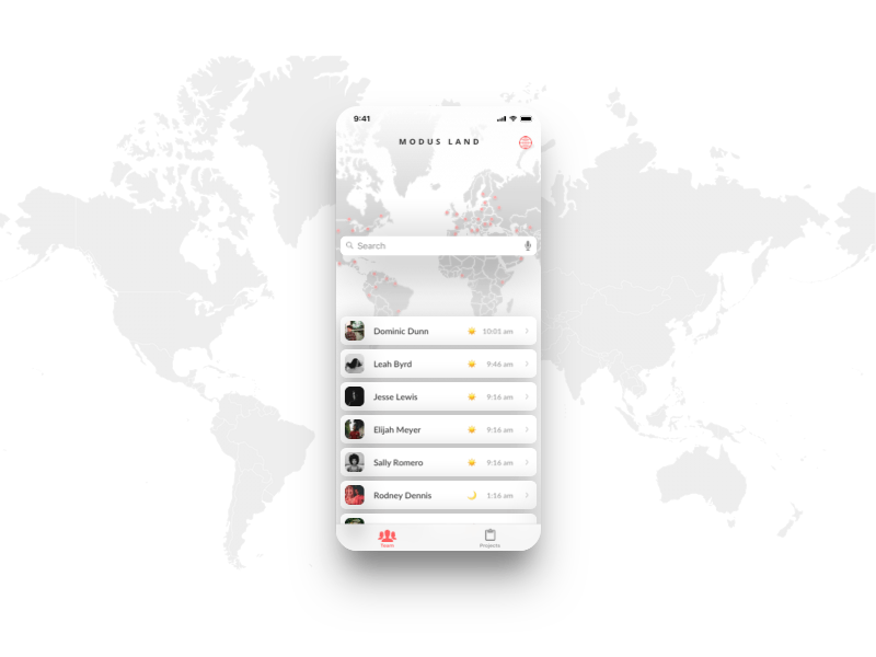 List vs Map Transition Animation android animation app collaboration digital nomad distributed global ios list map mobile people pwa remote remote work team time zone transition ui