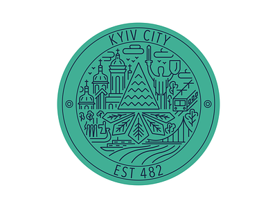 Weekly Warm-Up: Kyiv Sticker artwork illustration kyiv line line art line work logo minimal sticker ukraine vector