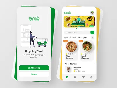 Grab Food Mobile App Design idea adobexd fooddelivery grab grabfood mobile app uiux uiuxdesign