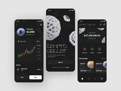 Crypto Wallet App Design 3d app bitcoin crypto ethereum graphic design mobile app design ui ui ux wallet