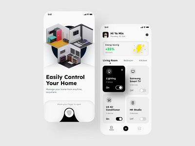 Smart Home App Design 3d app contorl design home illustration ui ui ux ux