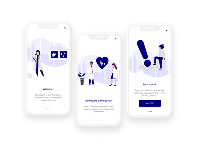 IOS Hospital onboarding Page app design first design illustraion ui