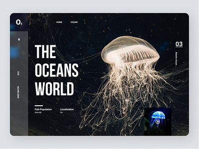 Ocean World Landing Page design icon logo minimal typography ui ux web website