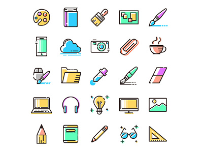 Multicolor outline icons