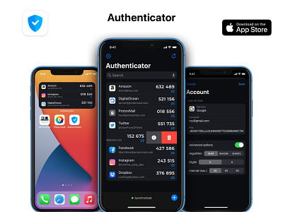 Authenticator: Widget & Backup 13 14 2fa app app store apple branding design download flat icon ios ios app logo otp ui vector verification widget widgets
