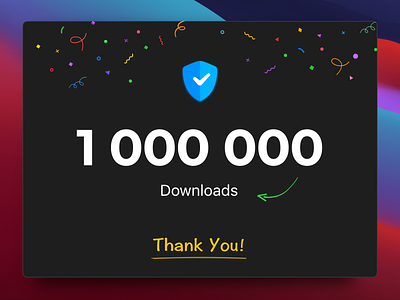 1 Million Downloads app branding design flat follower followers icon illustration ios ipad ipados logo macos milestone target ui vector