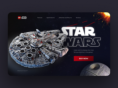 LEGO Star Wars dark design figma lego millennium falcon space starwars ui web