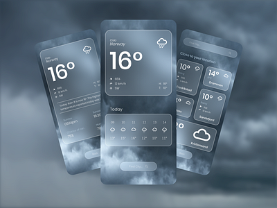 Glassmorphism, Weather App Design Concept app design designs graphic design interfacedesign minimal ui ux vector web