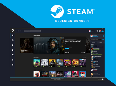 Steam // Windows Client Redesign Concept application concept design graphic design ui video games