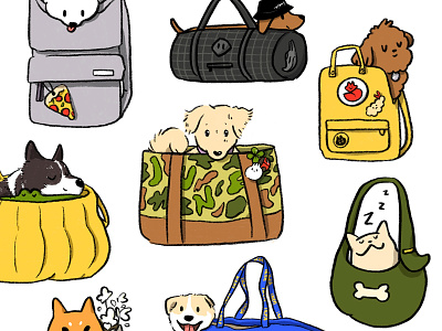 Bag Dogs! bag dogs cute dogs illustration print