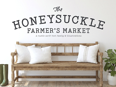 The Honeysuckle Market Typewriter Font & Illustrations branding farm farmhouse font font family fonts logo rustic typewriter