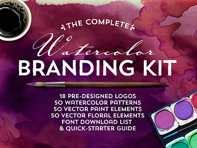 The Watercolor Branding Kit branding hand drawn logo vector watercolor