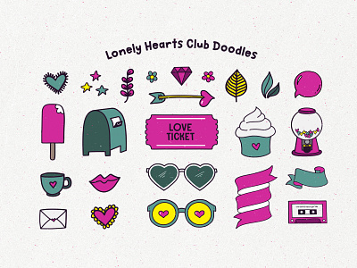 Lonely Hearts Club Doodles design dingbats doodles font hand drawn hand lettering illustration logo love type typeface typography