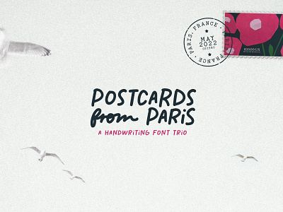 Postcards from Paris Font Trio branding font cute font font handwriting font handwritten font journal font quote font